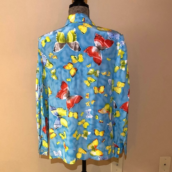 Maggy London 100% Silk Butterfly Motif Blouse. Sz 12 - Picture 4 of 5